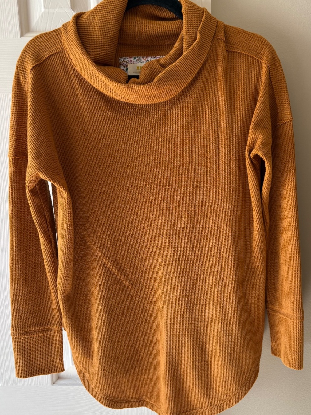 Maeve by Anthropologie Cowl Neck Waffle Long Sleeve Shirt Size XS
